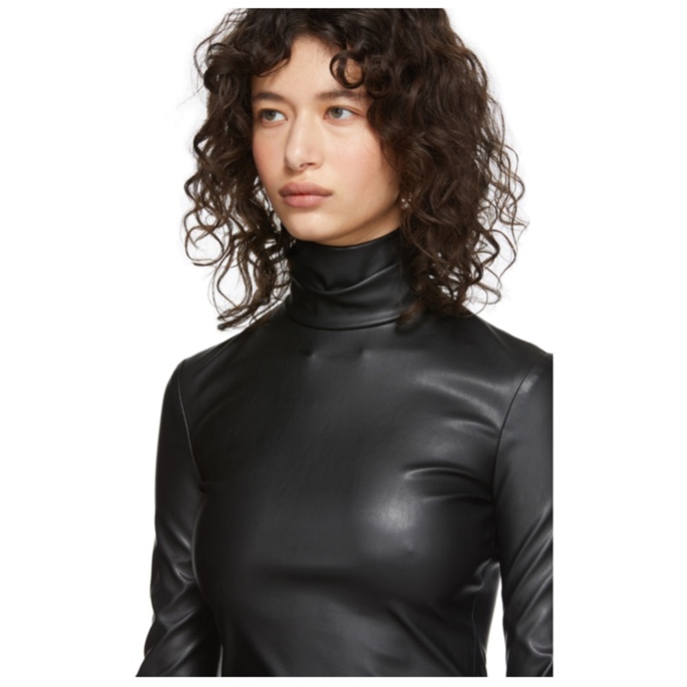Alexander Wang Vegan Leather Turtleneck Bodysuit